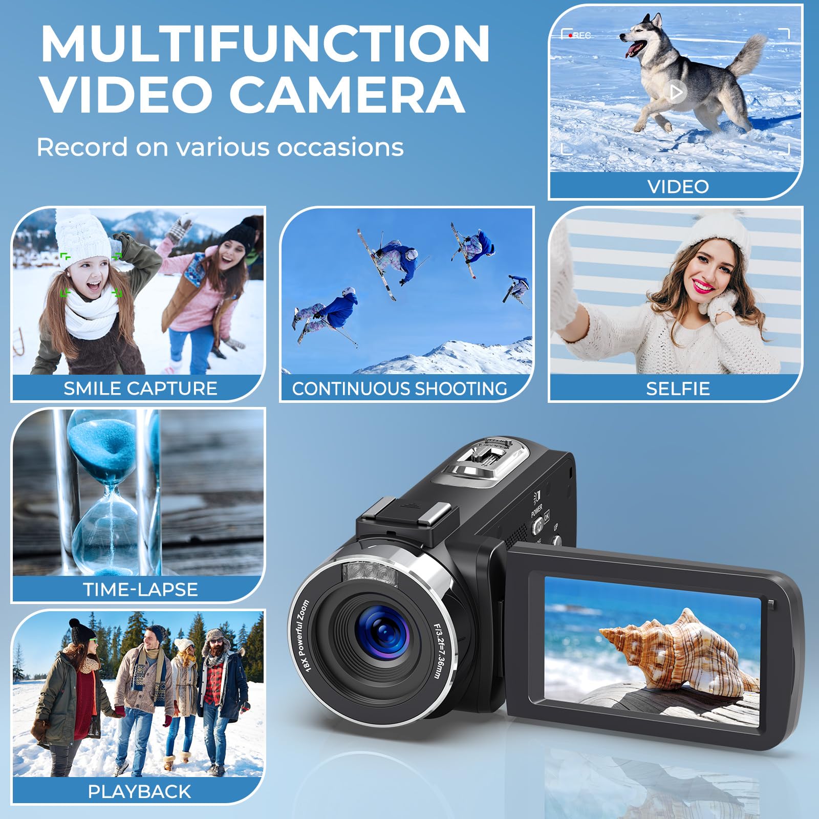 Videocamera 4K Ultra 80MP Videocamera 18X Zoom Digitale 3.0 IPS Video Recorder Videoregistratore per YouTube IR Night Vision Camera con 32GB SD Card, 2 Batterie, Telecomando e Microfono