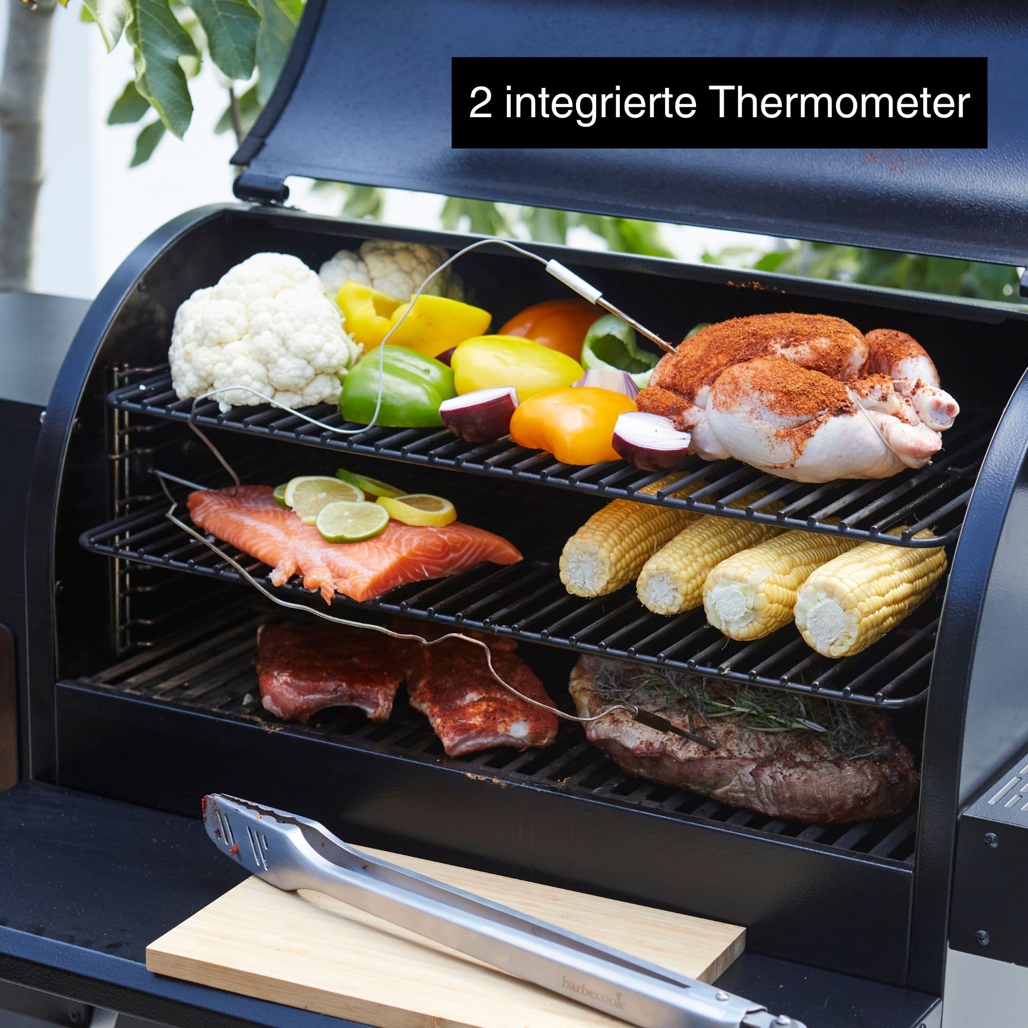 Barbecook Pellet Smoker grill Arthur mit 3 verstellbaren Rosten, 75°C-260°C, schwarz, 126x72x130 cm