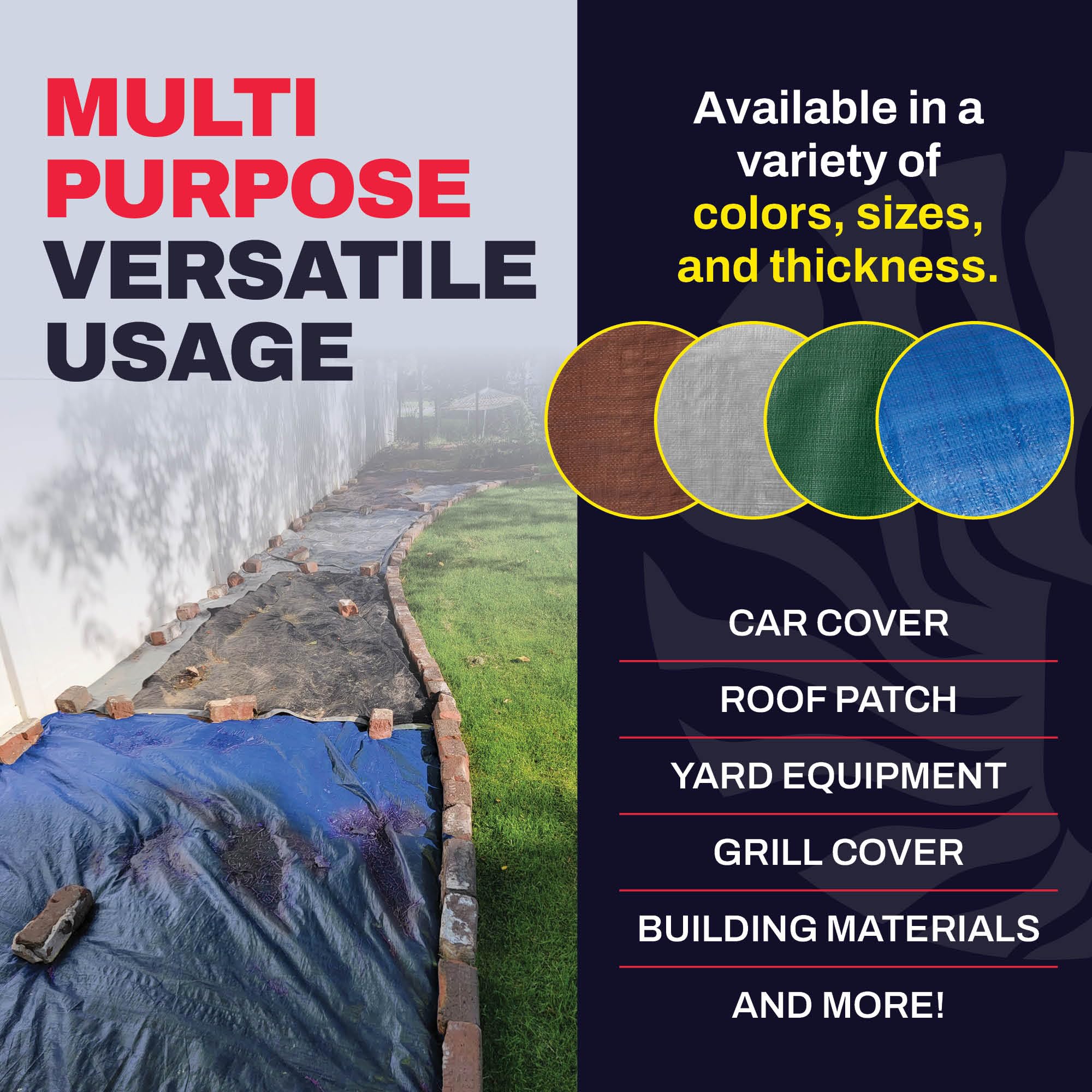 Lona Resistente Impermeable De 16 X 20 – 12 Mil De Grosor, Lona Azul De