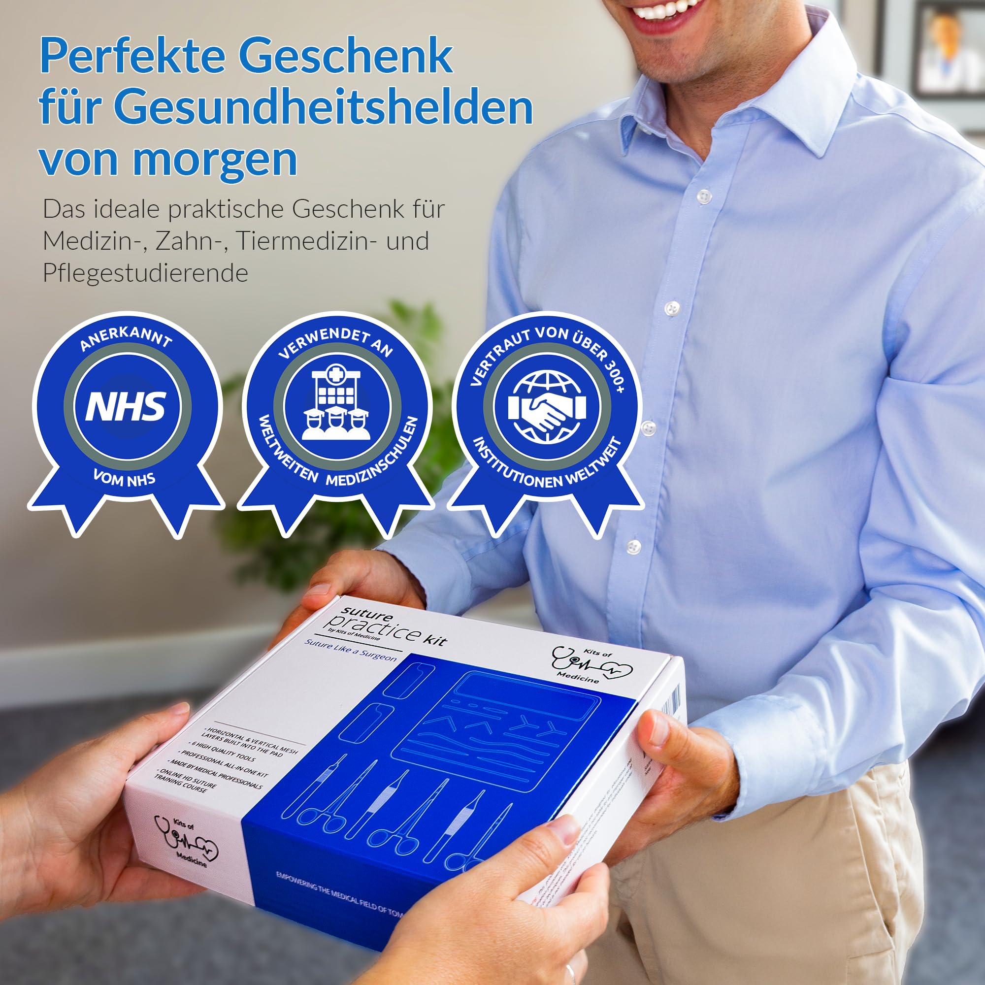 Chirurgisches Nahtset | Wundnaht-Videokurs 9 Videos in DEUTSCH Medizinstudenten, Tierärzte, Zahnärzte, Krankenschwestern | Wundnaht-Übungsset | Rutschfester Untergrund