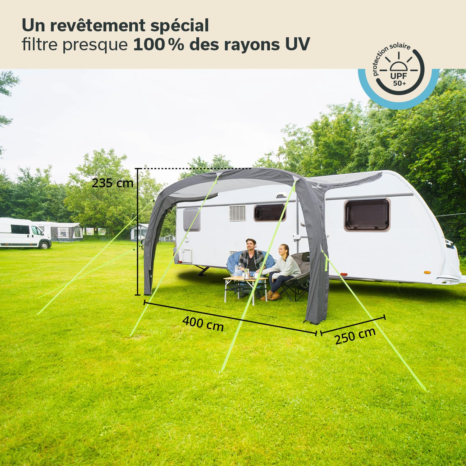 Tente De Camping 2 Chambre Skandika Camper Tramp Auvent Pour Bus | Auvent Autoportant Avec Cabine De Couchage Pour 2-4 Personnes, Hauteur 2,1m, Store Banne, Colonne D'eau 3000mm | Tente Pour Voiture