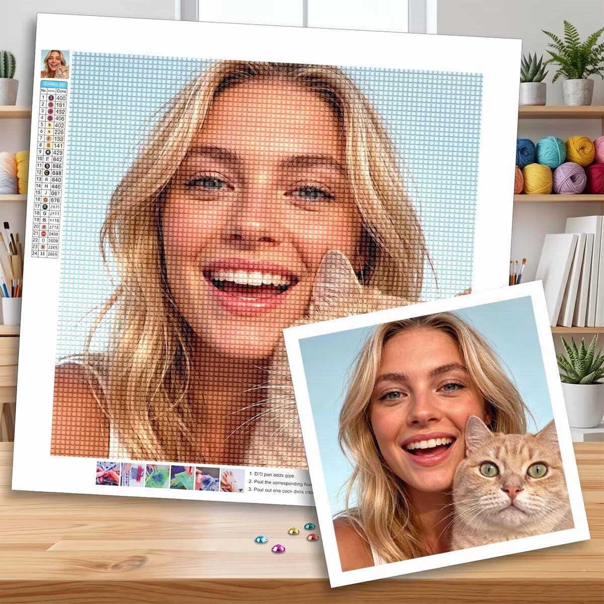 Diamond Painting Personalizzato Con Foto, 70x90cm Kit Completo 0j-42 | Dipignere con i numeri strass 5D, Arte creativa per principianti, Ritratto foto mosaico, Passatempo rilassante per casa.