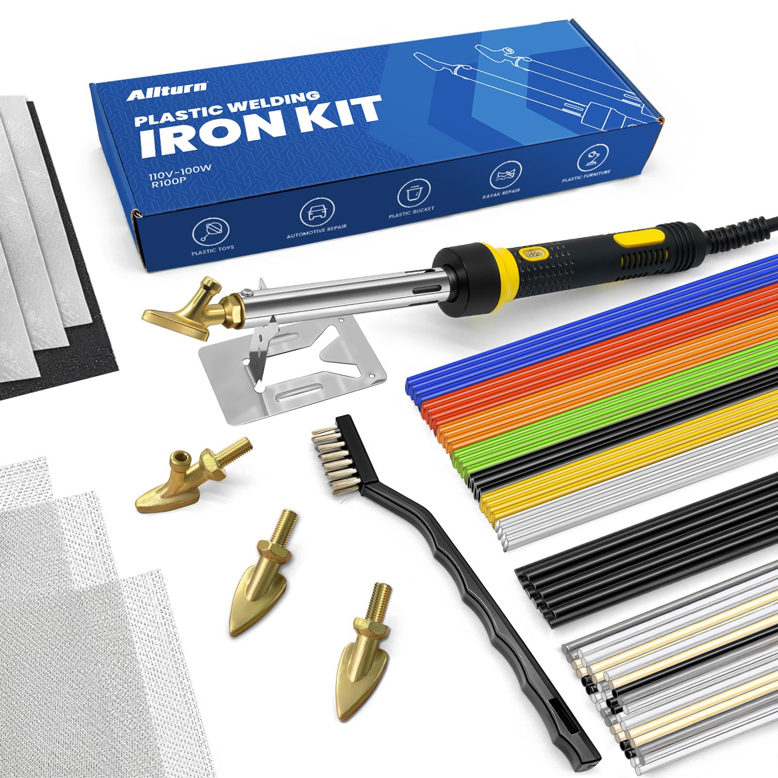 Allturn 110V-100W Deluxe Plastic Welder, Plastic Welding Repair Iron Kit for Car Bumper Dashboard Kayak Canoe Tank Repairs