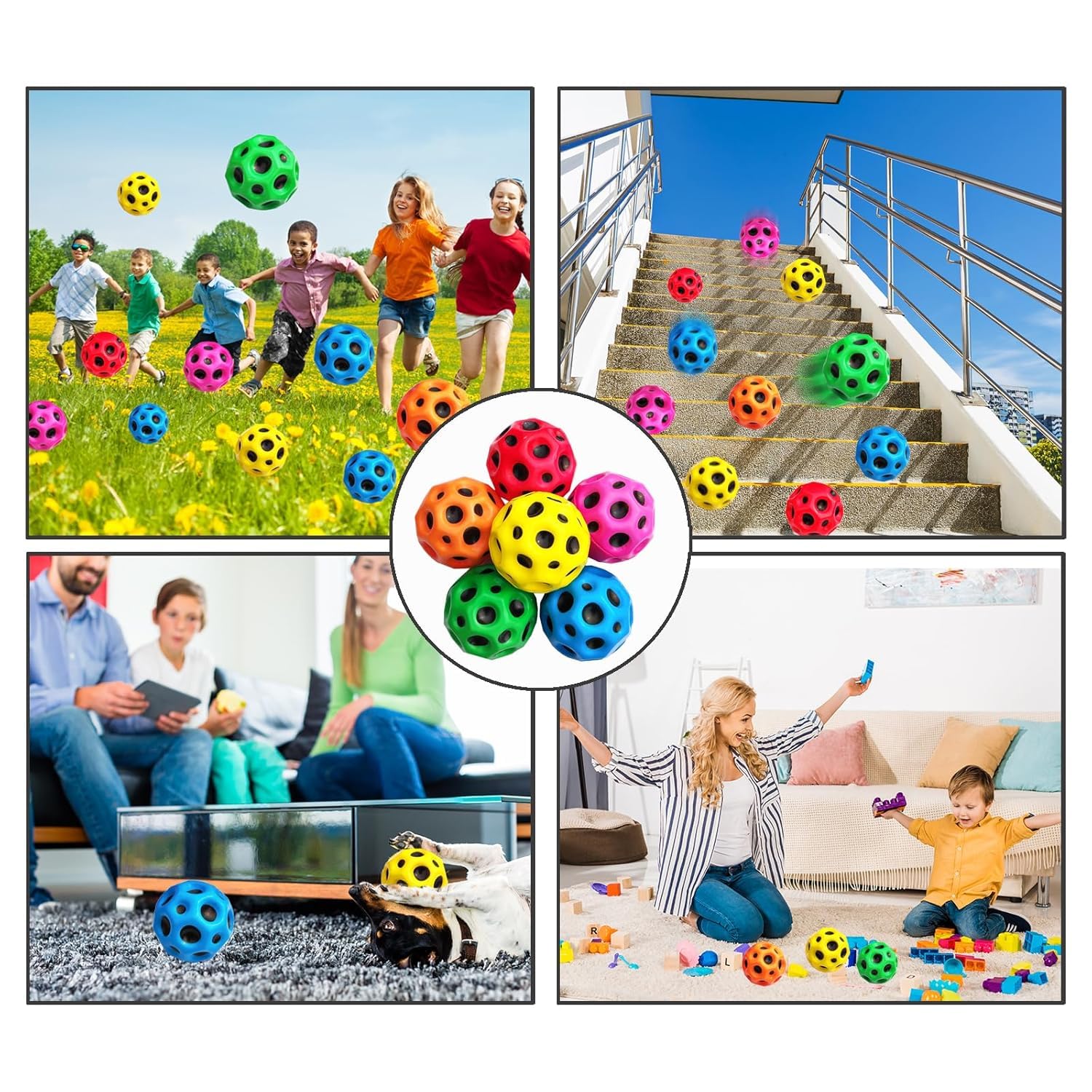 TAPANIYA ENTERPRISE Perforated Rubber Balls, Multicolor, 6 Pack, Textured Grip, Outdoor Play Toys 3