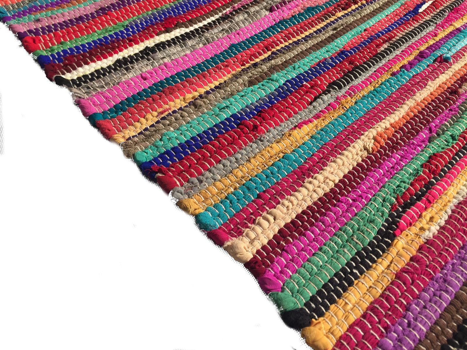 ORNAMENT 240x170 cm Handgewebter Fleckerl Teppich 2 Seitig nu Kelim 2000g/m Baumwolle Flickenteppich NEU