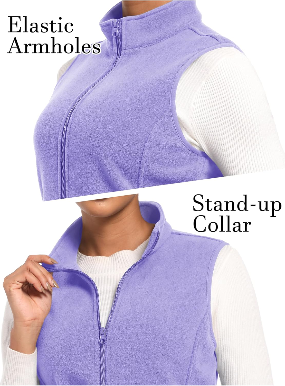 MAGCOMSEN Women's Fleece Vest Outerwear Sleeveless Lightweight Zip Jackets Warm Soft Vests with Zipper Pockets - Image 2