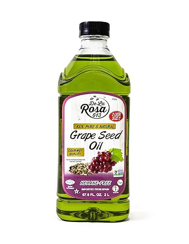 De La Rosa - Aceite de semilla de uva 100% puro, prensado con expulsor y sin hexano, Kosher para Pascua, vegano, sin OMG y sin gluten, ideal para
