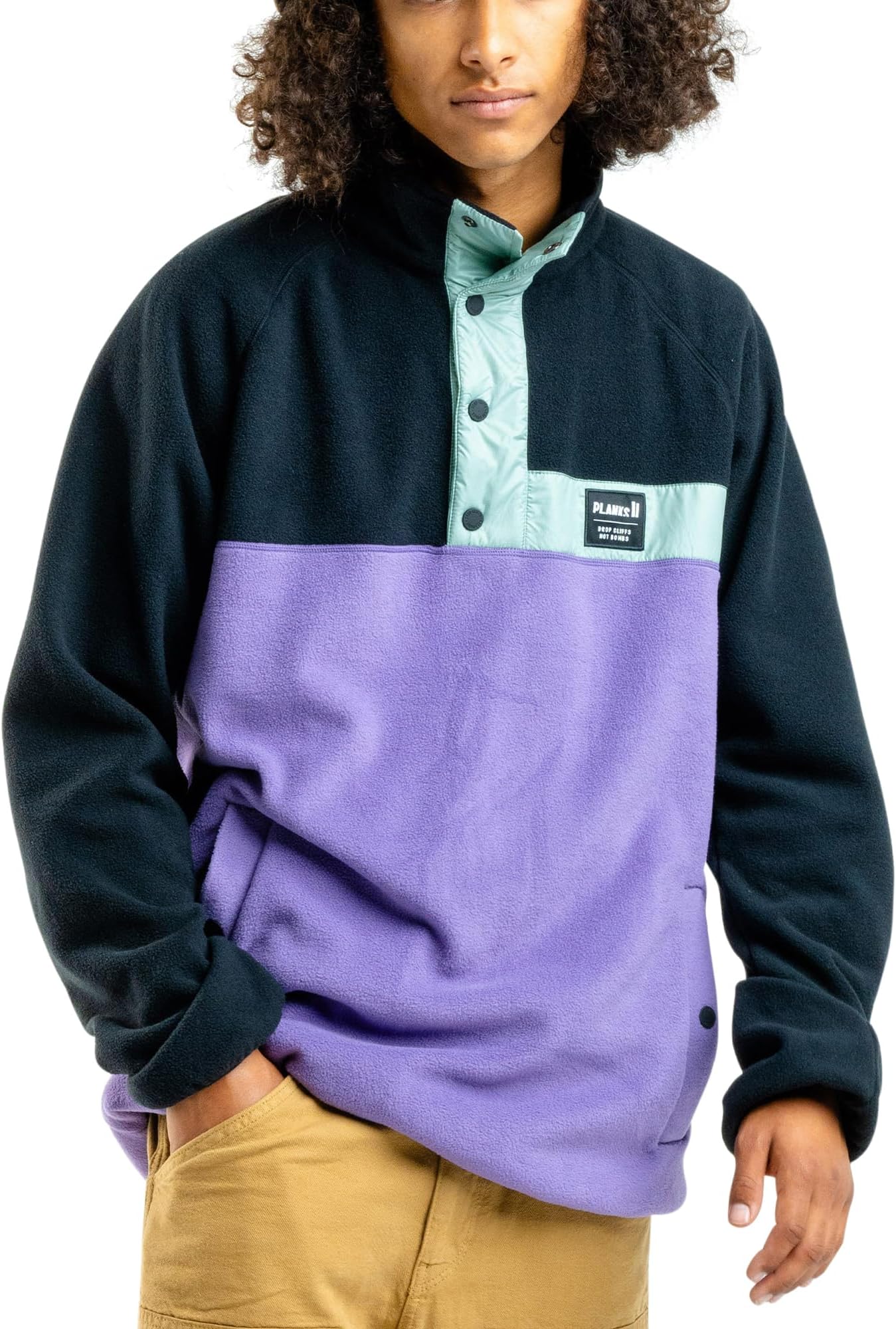 Planks Peace Unisex Fleece Pullover - Long Sleeve Winter Top with Snap Neck and Pockets - Breathable Casual Jumper Warm Cosy Sweatshirt