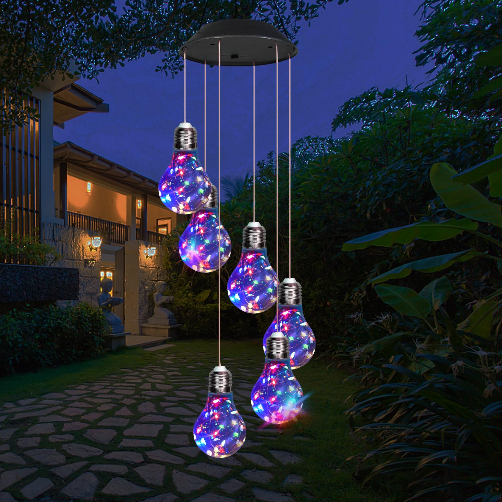YHmall Colorful Solar Wind Chimes for Outside, Hanging Lights for Women Grandma Mom Birthday, Christmas Decor for Outdoor Garden Balcony Bedroom Yard