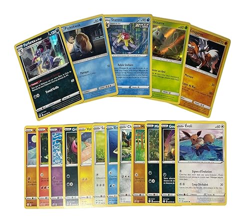 20 Cartes Officielles Pokéman françaises Comprenant - 4 Brillantes -