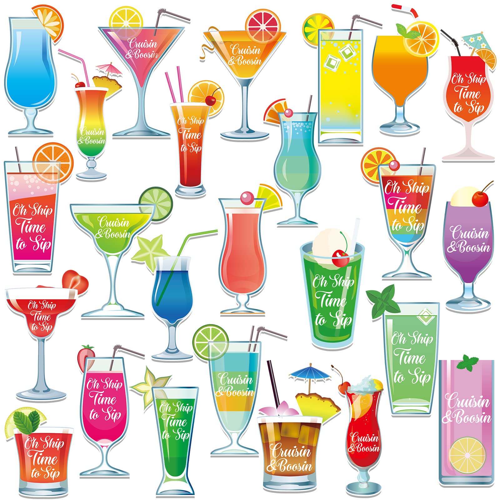 Photo 1 of 25 Pieces Tropical Drink Cruise Door Decorations Funny Magnetic Cruise Decorations Magnet Customized Cruise Door Magnets for Door Cabin Decorations for Carnival Birthday Essentials Accessories Magnet Drink Style