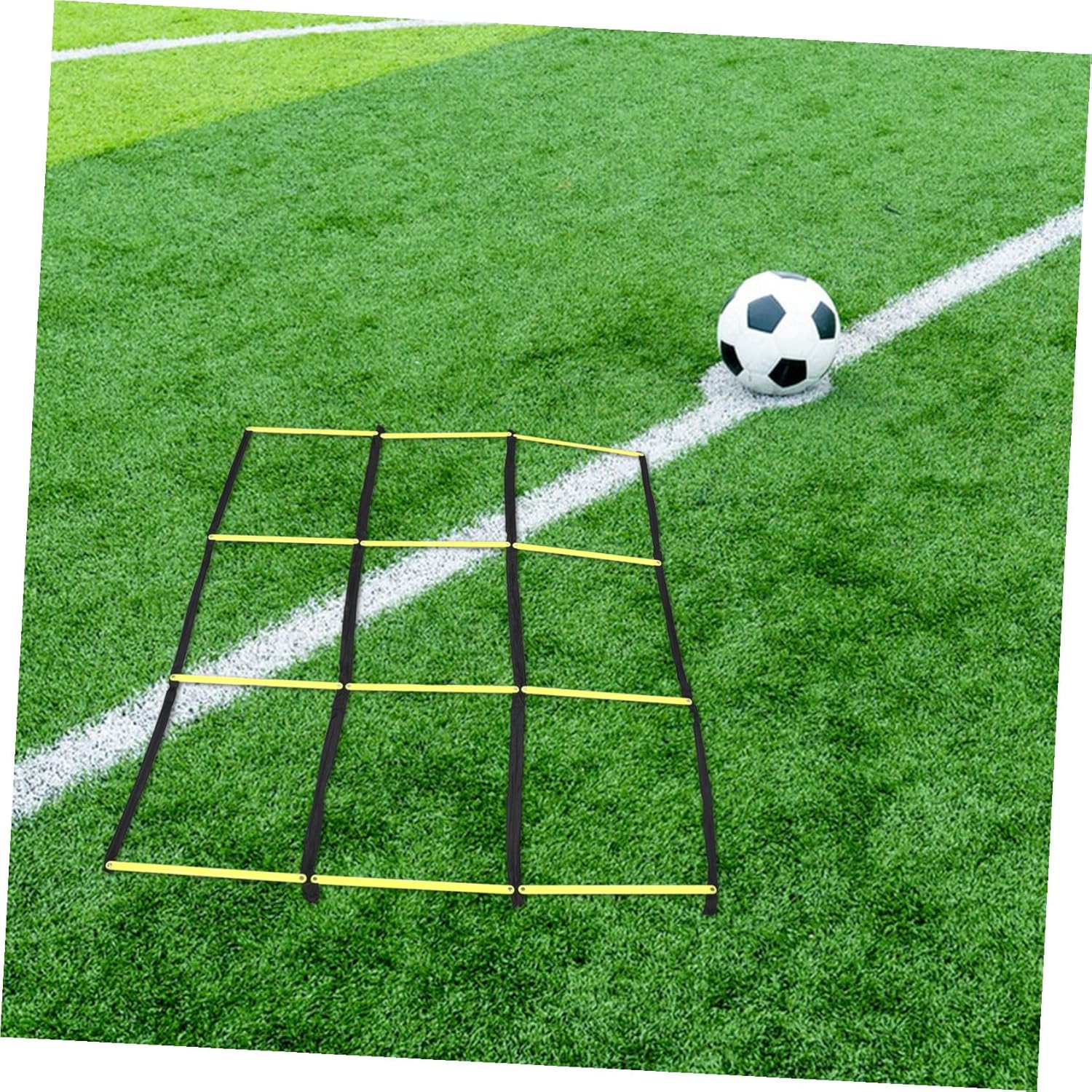 Foldable Agility Ladder with Ninesquare Layout for Soccer and Football Training Weatherproof Speed Ladder for Footwork Drills Outdoor Exercise Equipment for Athletes
