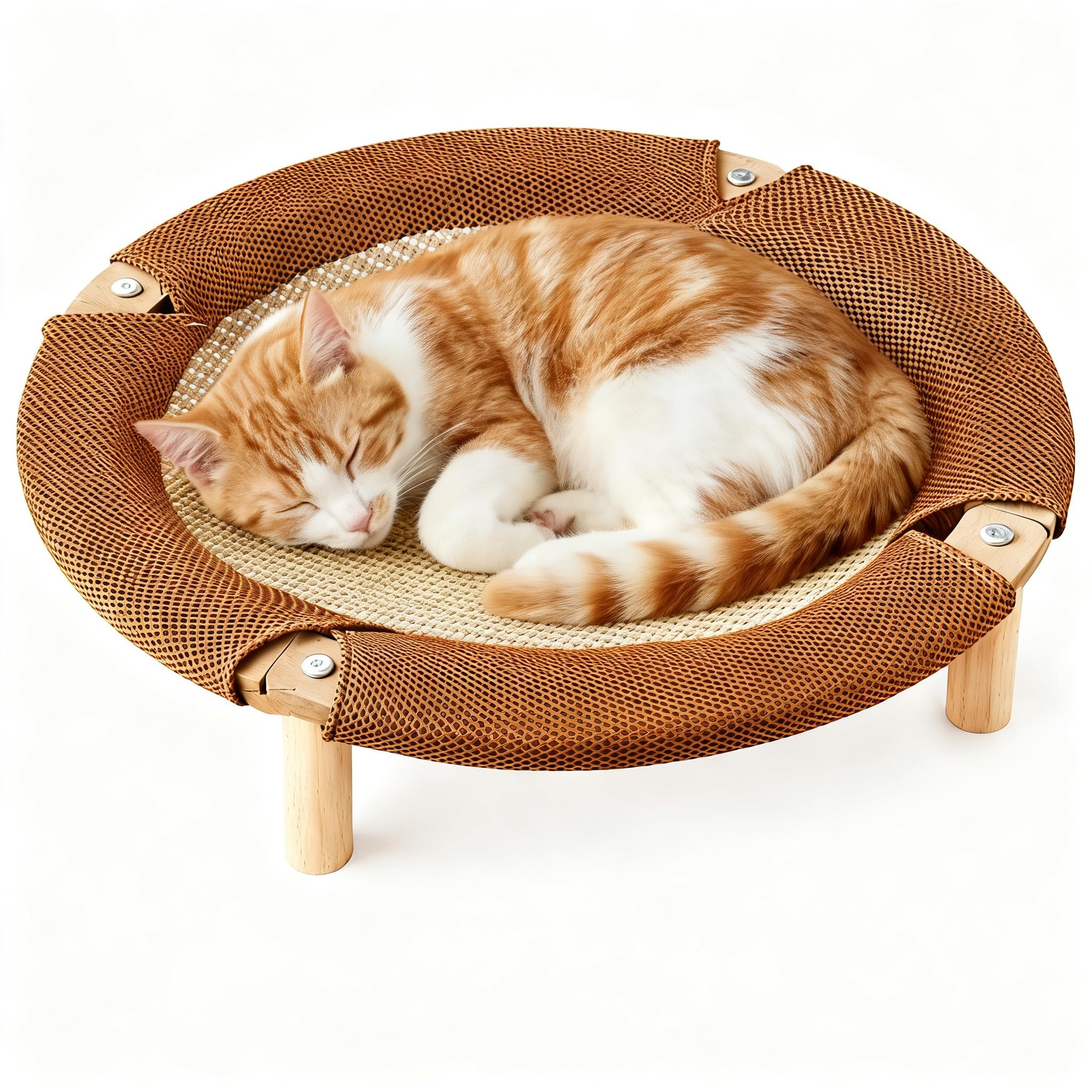 Grattoir chat en jute naturelle et lit canapé marron pour animaux