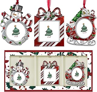 2025 Christmas Tree Ornaments 3 Piece Picture Frame Hanging Ornament Dec...
