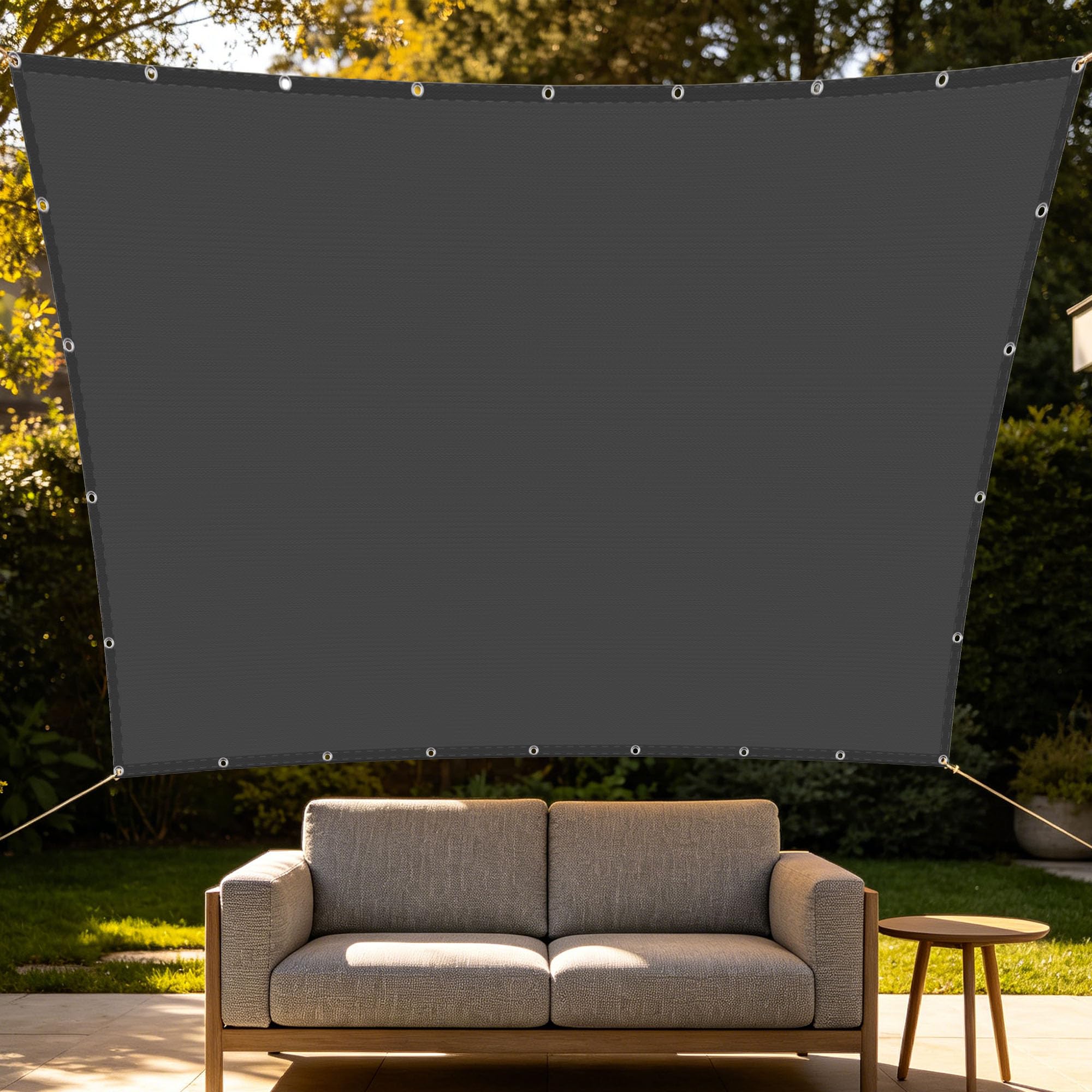 Sonnensegel Quadrat 4 x 5 m inkl Befestigungsseile Rechteckig Schattennetz Wetterfest für Draußen, Patio, Garten Terrasse Camping, Dunkelgrau