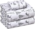 RUVANTI Flannel Feuilles de taille jumelée - 100% Ensemble de feuilles jumelles brushed en coton, poches profondes 16 Inches, toutes les saisons respirant & Draps de lit extra doux, chaud & C'est confortable. 3 Pièce, Plaid rouge