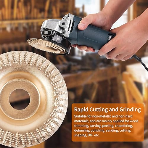 Miniatura 12 de Juego de 5 discos de tallado de madera para amoladora angular, accesorios de amoladora angular de 4 y 4 1/2 con eje de 5/8 pulgadas, herramienta