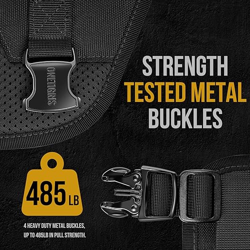 Miniatura 3 de OneTigris Arnés para perros grandes, chaleco táctico para perros con hebillas de metal, torpedo, militar, de tamaño mediano, arnés reflectante