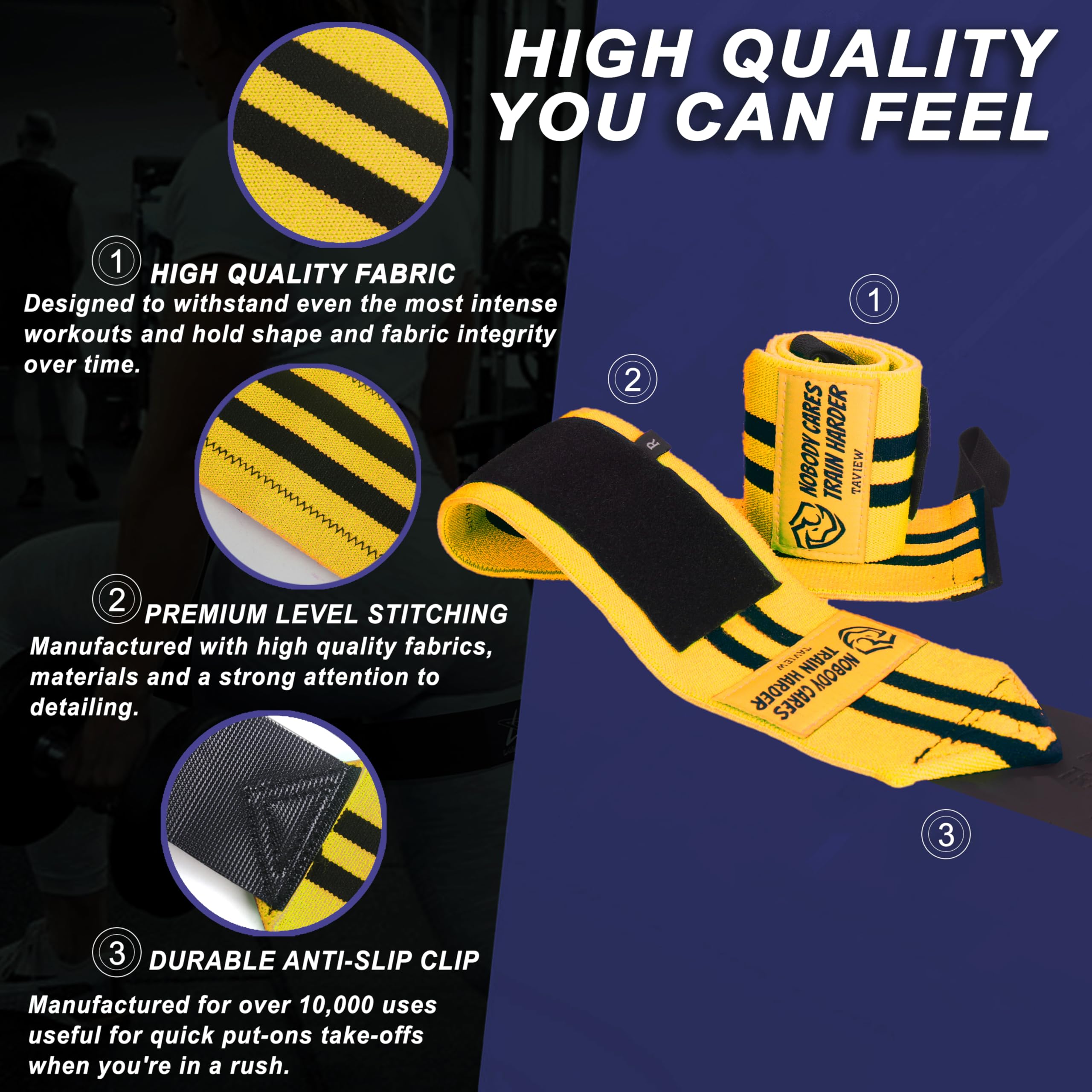 Polsiere Per Sollevamento Pesi 45,7 Cm | BFS IMPEX Con Passante Pollice | Supporto Per Powerlifting, Panca E Curl | Uomo E Donna | Fascia Regolabile Per Allenamenti Intensi