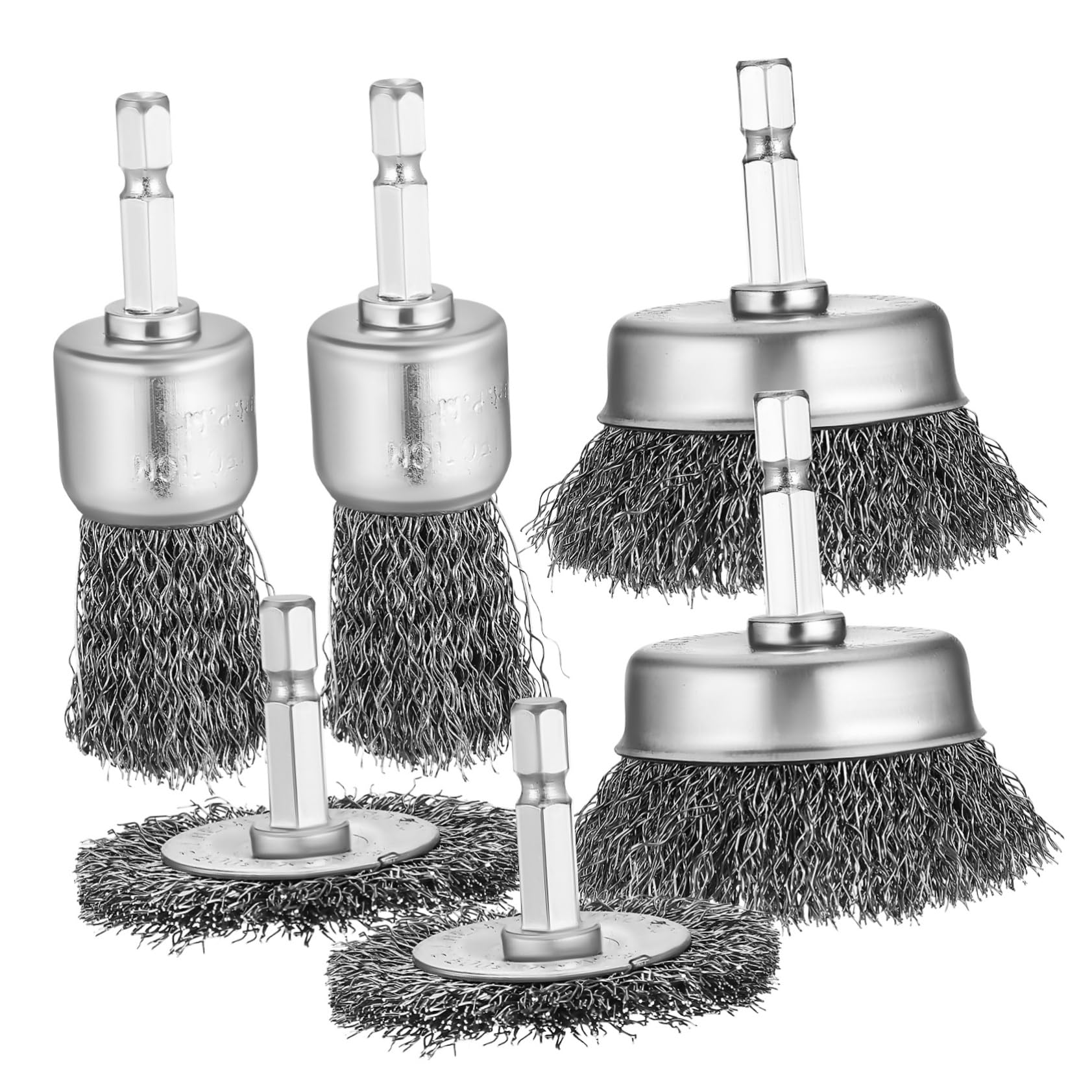 FUNOMOCYA 6 Pcs Wire Brush for Drill Brushes for Removal Polishing and Cleaning Various Surfaces with Galvanized Construction