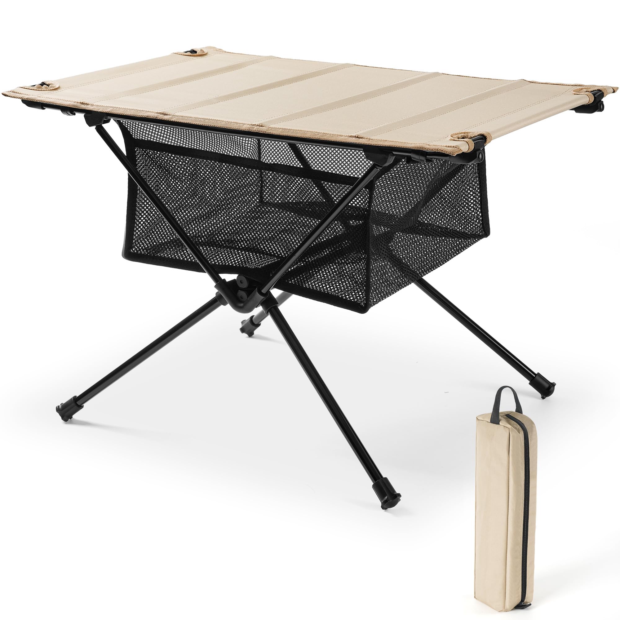 Mesa Camping - Mesa Plegable Camping, Mesa Plegable Camping Pequeña | Bolsa de Transporte, con Bolsa de Red | Pequeña & Ultra-Ligera (60x40x39,5 cm) | Ideal para Exteriores, Barbacoa