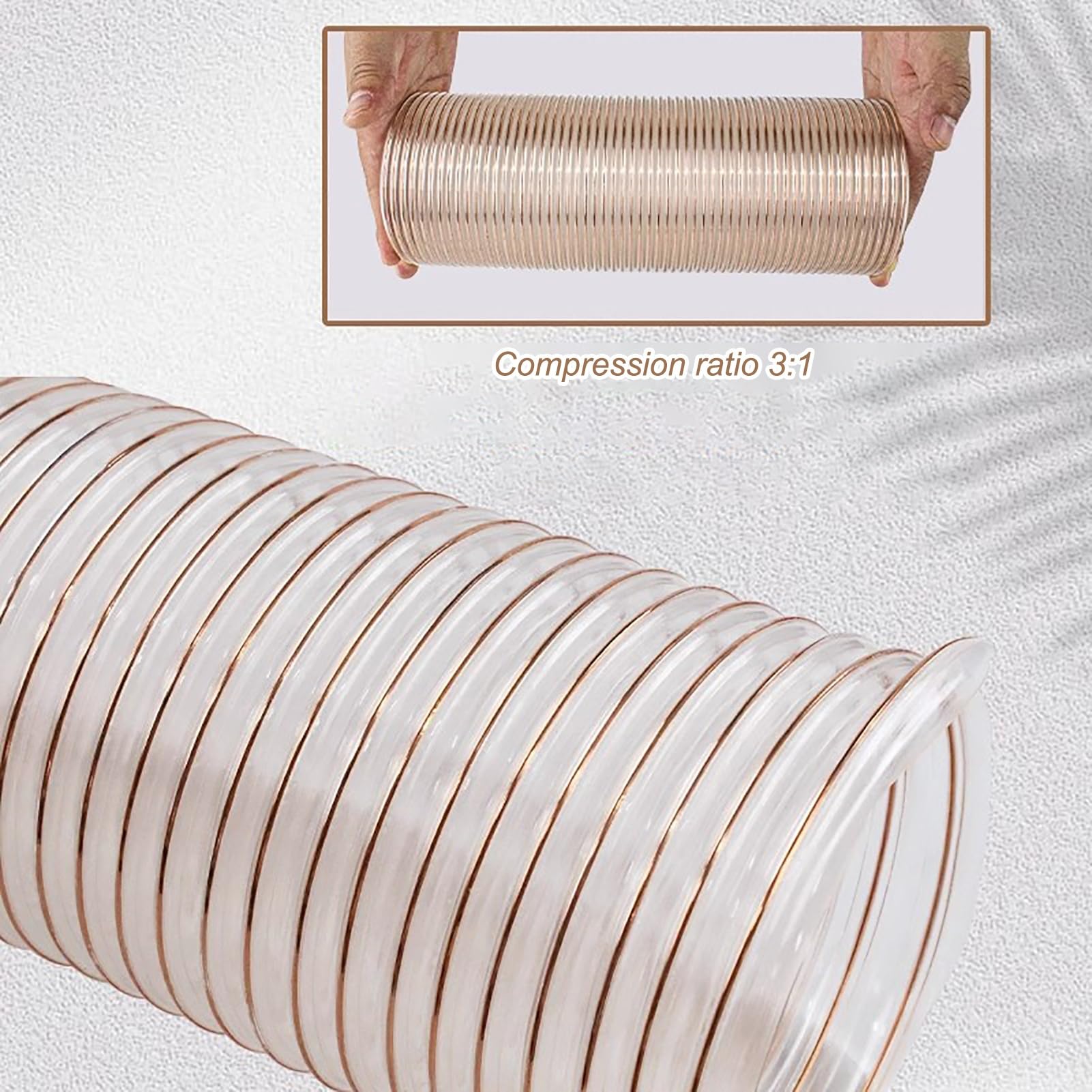 Manguera de recogida de polvo reforzada transparente, resistente a pinchazos con hélice de alambre de acero para una extracción eficiente de desechos y humos