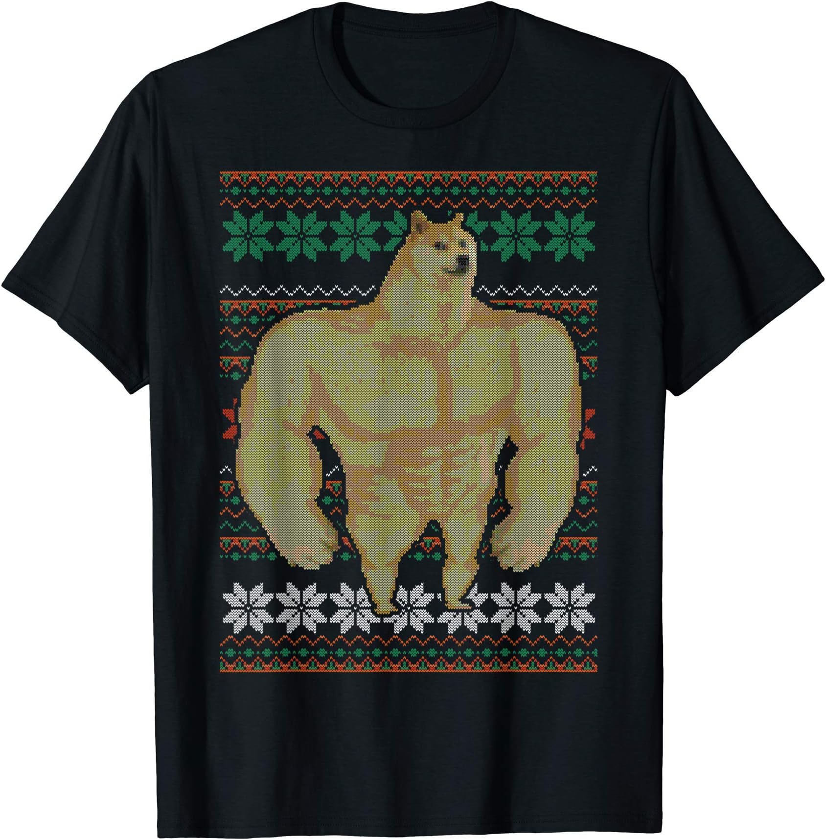 Cheems Swole Doge Ugly Christmas Sweater Doge Meme Design T-Shirt