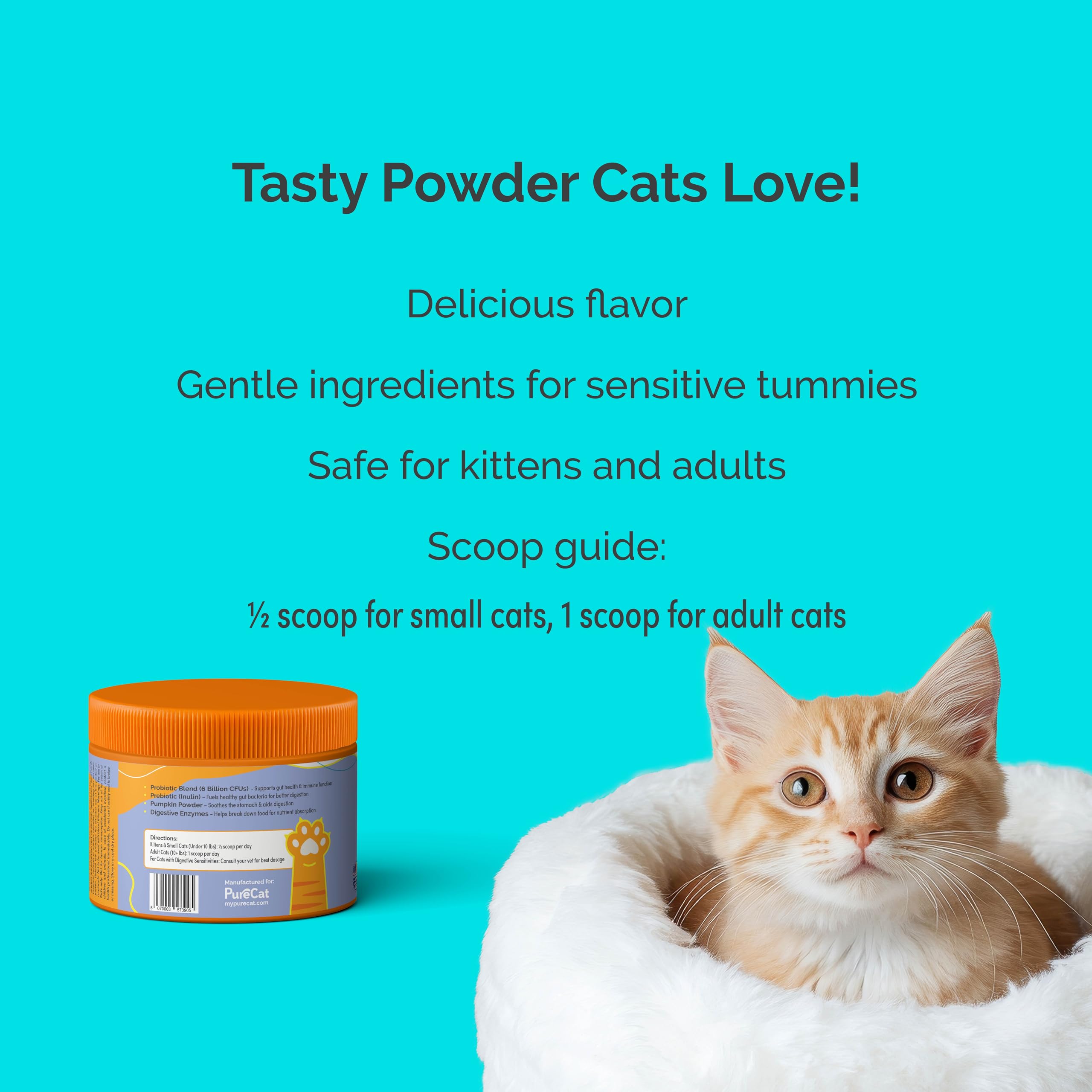 Digestive Health & Immune Support Supplement Probiotic Powder for Indoor and Outdoor Cats | 6 Billions CFUs Probiotic Powder for Pets | Veterinarian Recommended | Great Tasting Formula - image 3