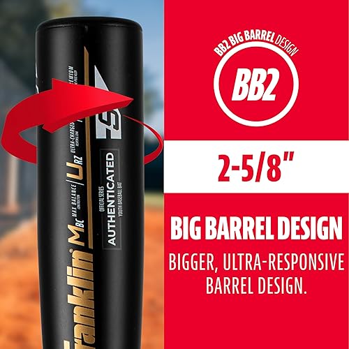 Miniatura 8 de Franklin Sports Bate de béisbol juvenil  Heist Bates de béisbol para niños de 8 a 12 años  2 58 pulgadas de barril grande para niños  Bate de metal