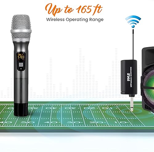 Miniatura 4 de Pyle, Kit de sistema inalámbrico UHF, portátil, profesional, funciona con pilas, dinámico, unidireccional de mano, transmisor de micrófono