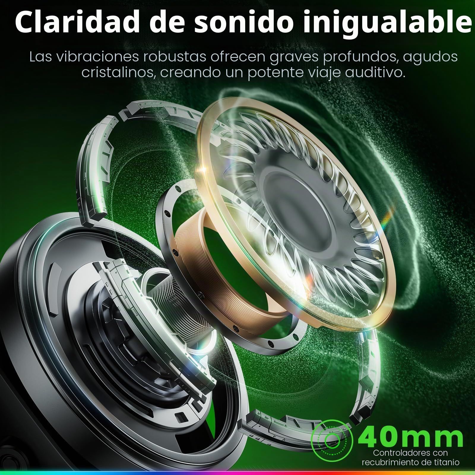 WESEARY WG4 Cascos Gaming Inalambricos, Auriculares Gaming de 2.4G para PS5, PS4, PC, Switch, Mobile, Sonido Estéreo Auriculares con Microfono, Duración 45Hr+