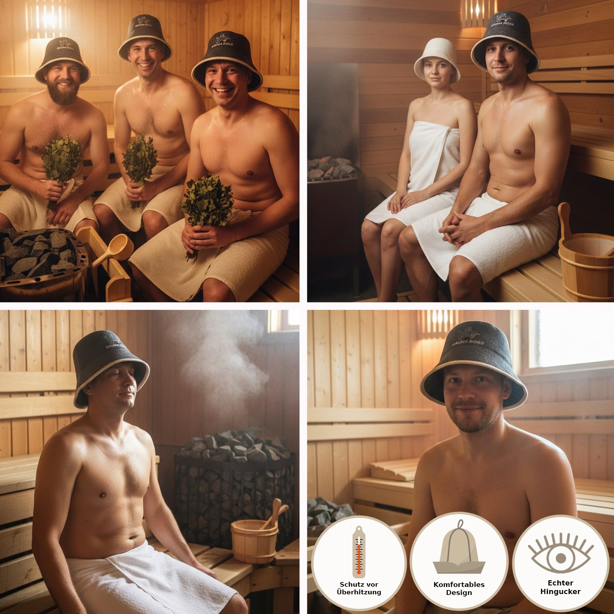 Chapeau de sauna Boss pour homme - Bonnet de sauna parfait en 100 % feutre - Chapeau de sauna, chapeau de sauna, chapeau de sauna, chapeau de sauna, chapeau pour homme - Cadeau de sauna pour