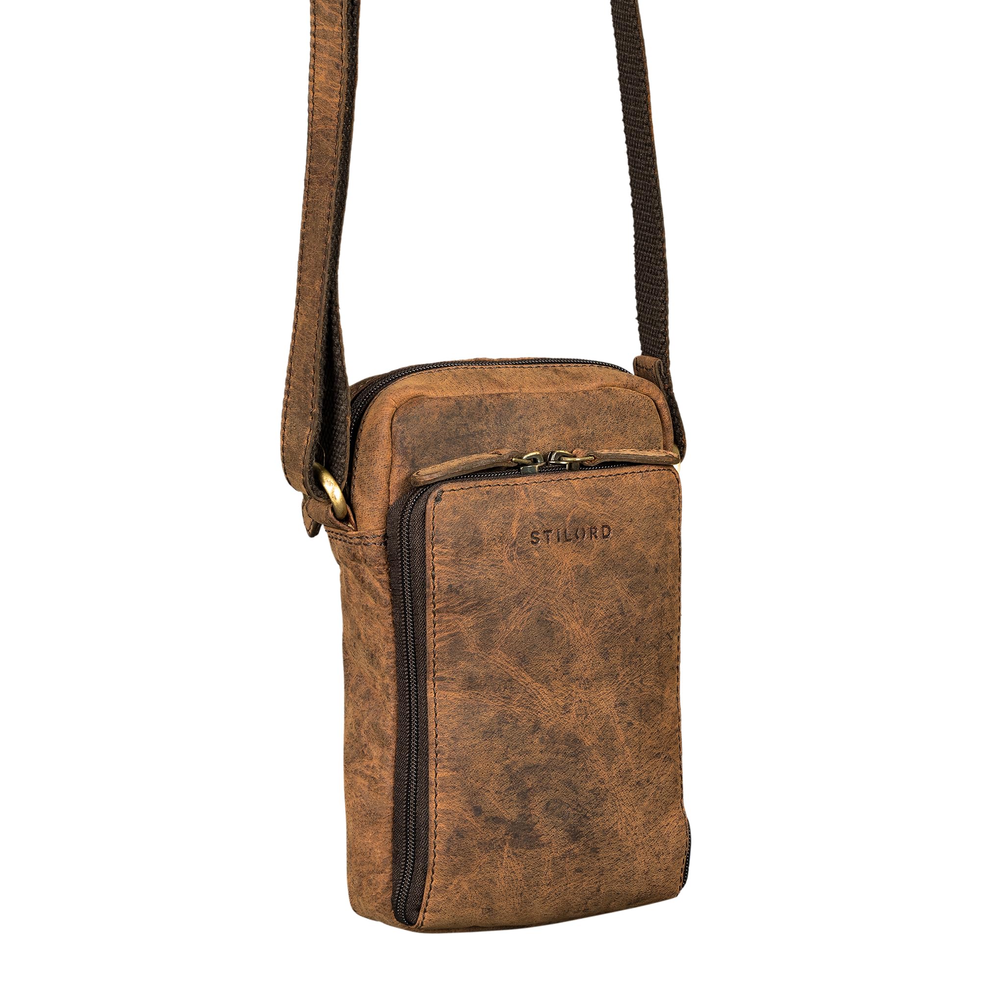 STILORD 'Luigi' Petite Sacoche Homme Bandouliere Cuir Sacs à Main pour Smartphone jusqu'à 6,5 Pouces Petit Sac Porté Epaule Pochette Homme Cuir Véritable
