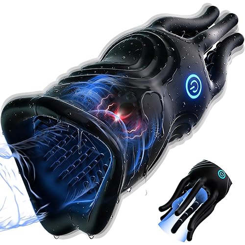 Penis Vibrator Male Masturbator – Mens Vibrator Sex Toys for Men with 10 Vibrations, Realistic Lips & Tentacle Texture Stimulation Stroker, 360° Full-Surround Blowjob Sex Machine for Penis Trainer