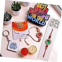 Premium Rakhi Gift Combo for Bhai & Bhabhi | Elegant Rakhi Lumba Set, Best Bro Ever Keychain, Decorative Greeting Card & Roli Chawal | Raksha Bandhan Gift Hamper for Brother & Sister-in-Law