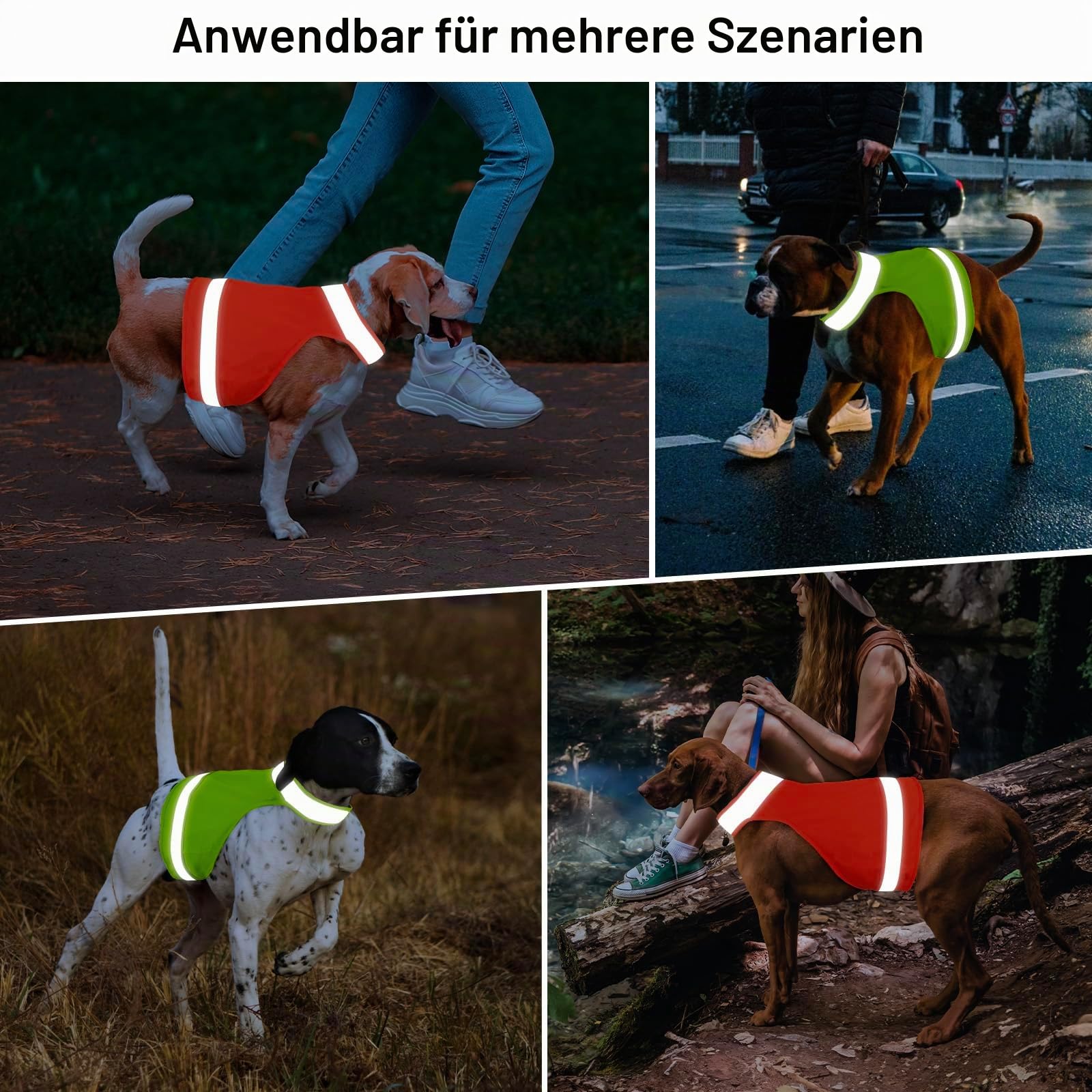 Sicherheitsweste für Hunde, fluoreszierende Jagdweste, reflektierender Hundemantel für nächtliche Spaziergänge, Jagd, Training, Joggen, 2er Pack, Orange, L
