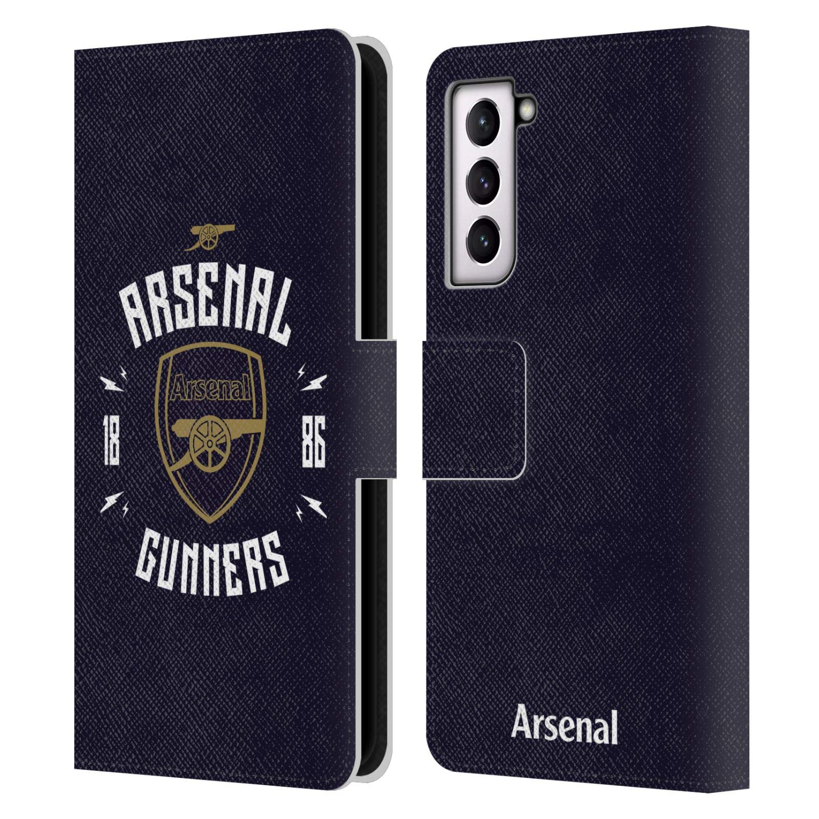 Head Case Designs Officially Licensed Arsenal FC Gunners Typography Leather Book Wallet Case Cover Compatible With Samsung Galaxy S21 5G