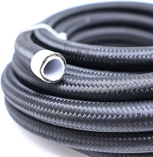 TT Racing -6 AN6 PTFE negro accesorios giratorios + manguera de combustible de nylon negro Kit E85 33FT NLPTFEAN6_KIT_33_BK