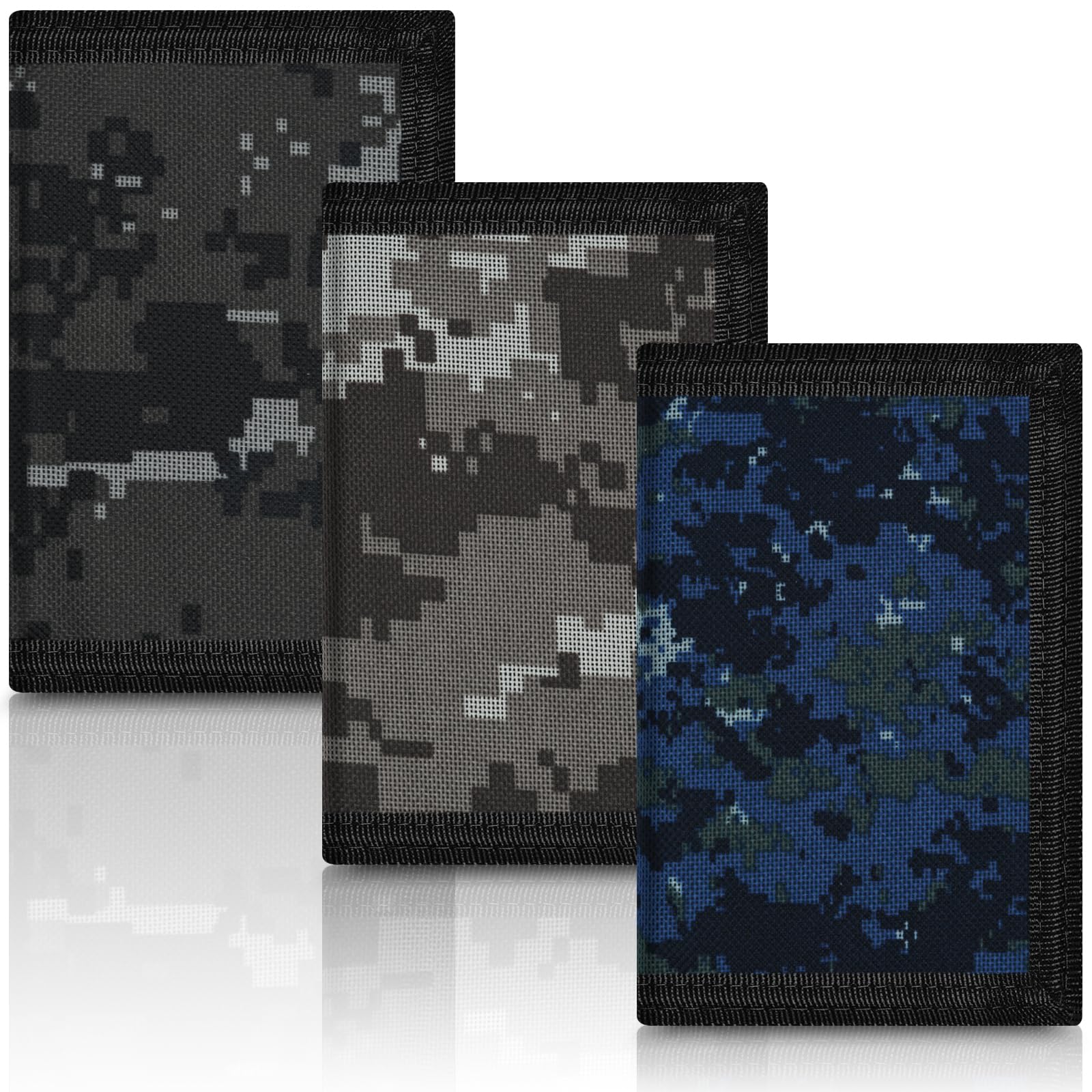 3 Packs Kids Wallet Bulk, Mini Trifold Coin Purse Cartoon Wallet, RFID Blocking Wallet, Front Pocket Wallet with Zipper for Kids, Canvas Outdoor