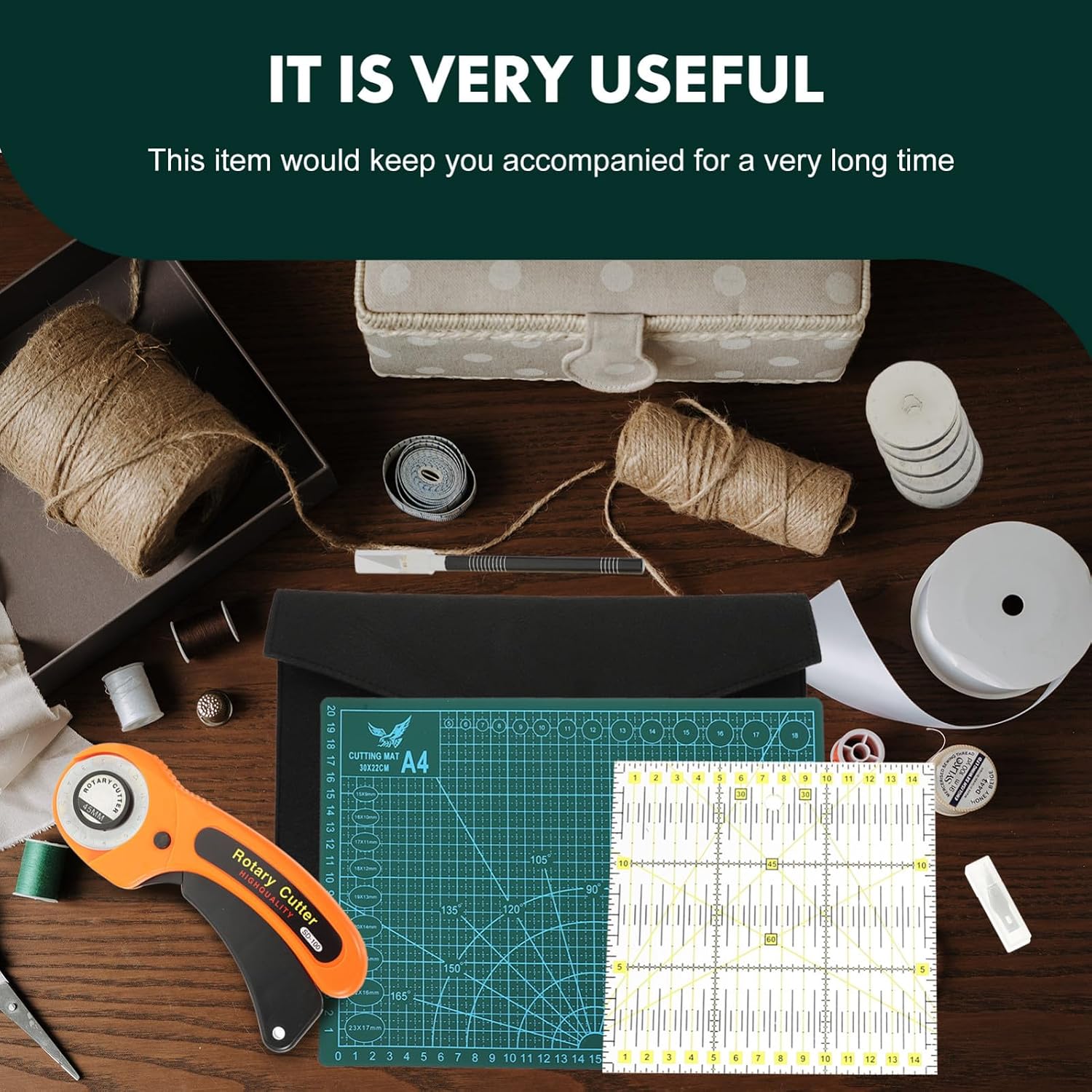 Gadpiparty 1set Rotary Cutter Kit Cutting Mat and Bag Ergonomic Fabric Crafting Tools for Quilting and Sewing and Comfortable for Home and Professional Use