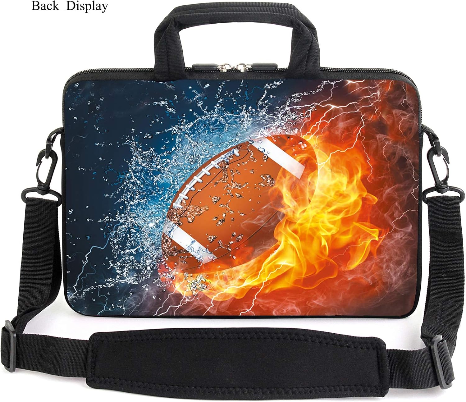 AMARY 13-13.3inch laptop sleeve chromebook case adjustable shoulder strap with handle accessory pocket for men women (Football) - Image 2