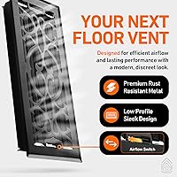 Vista 3 de Cubiertas de ventilación de piso 4 x 10 pulgadas con cubierta de malla, trampa de calor y aire, ventilación de piso de metal caminable