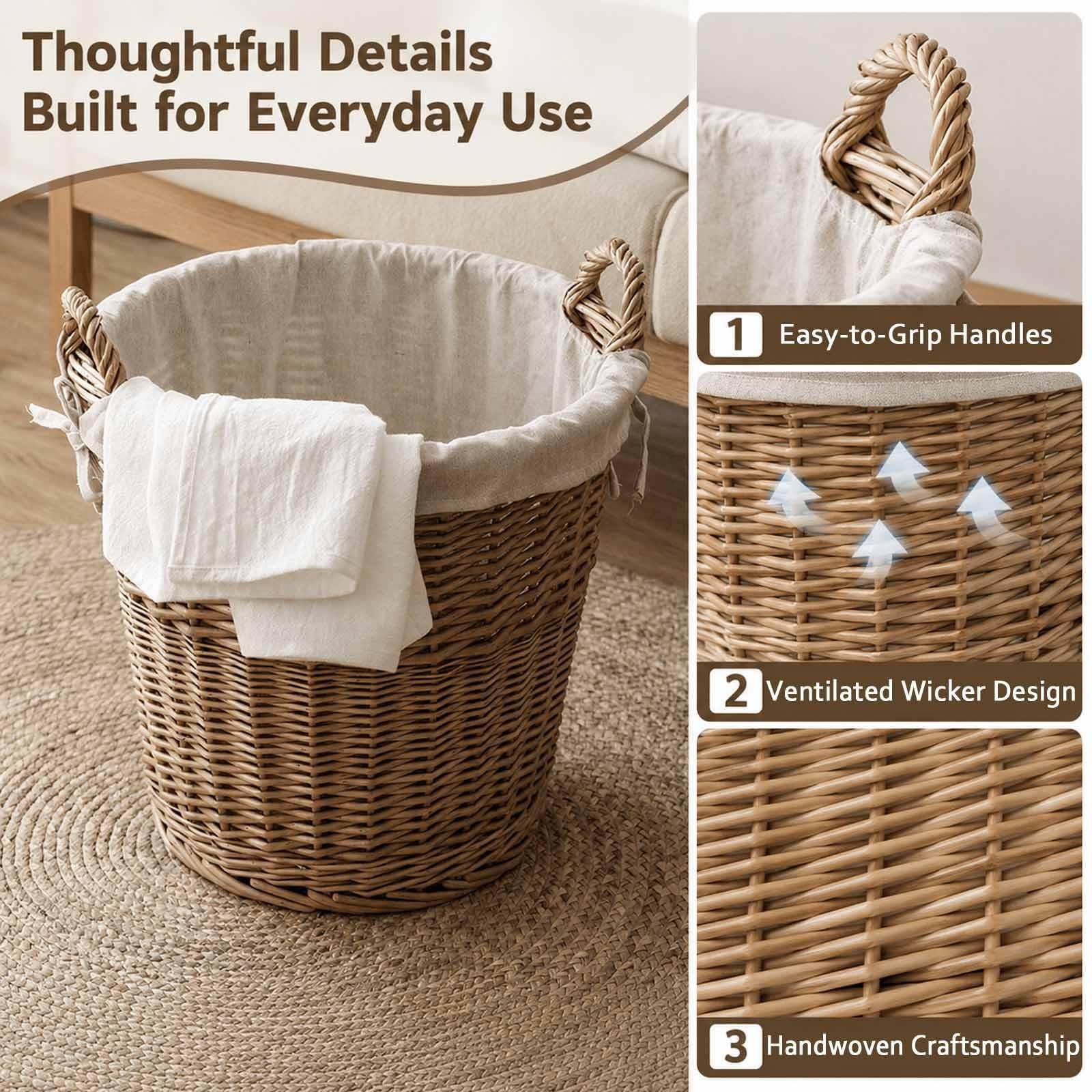 Cesto Portabiancheria Sporca In Rattan Intrecciato, Cesta Multiuso