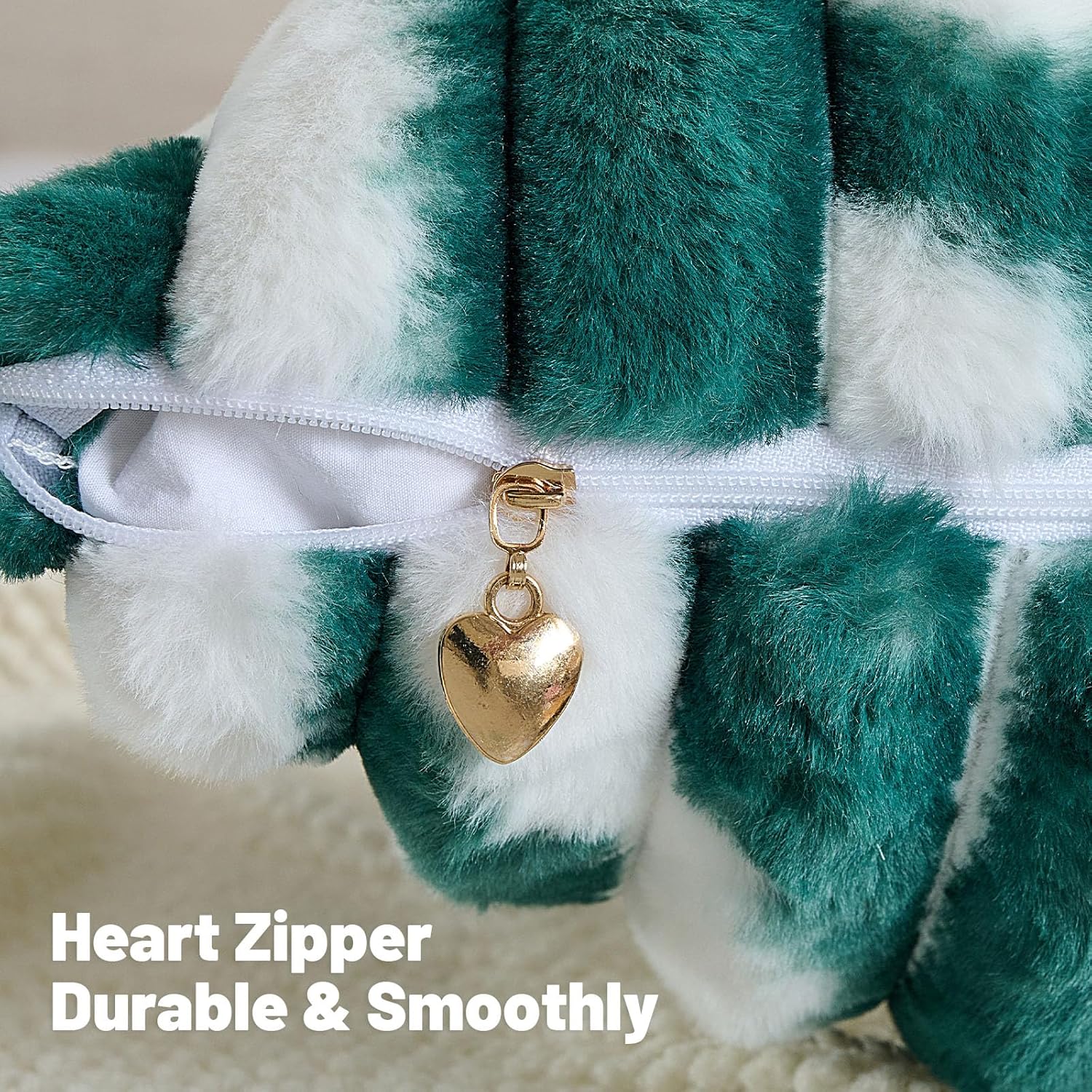 FUTEI Green White Decorative Throw Pillow Covers 26x26 Inch Set of 2,Soft Tie Dye Faux Rabbit Fur Striped Texture Euro Pillow Shams,Modern Home Decor for Couch Bed Living Room