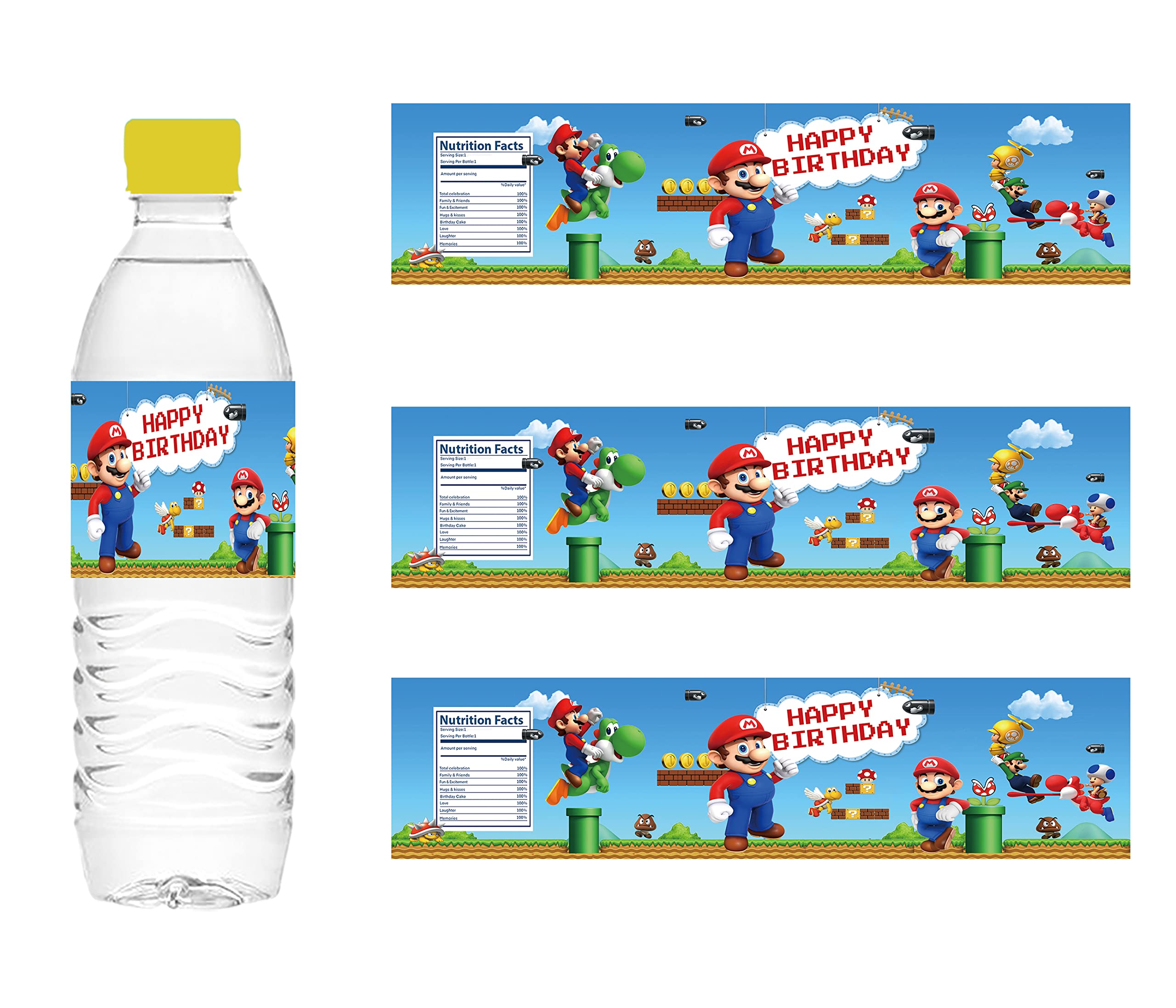 maliao Party Birthday Party Supplies，24 Pieces Water Bottle Labels For maliao Party Decorations，Boys Girls Kids Baby Shower Party Favors