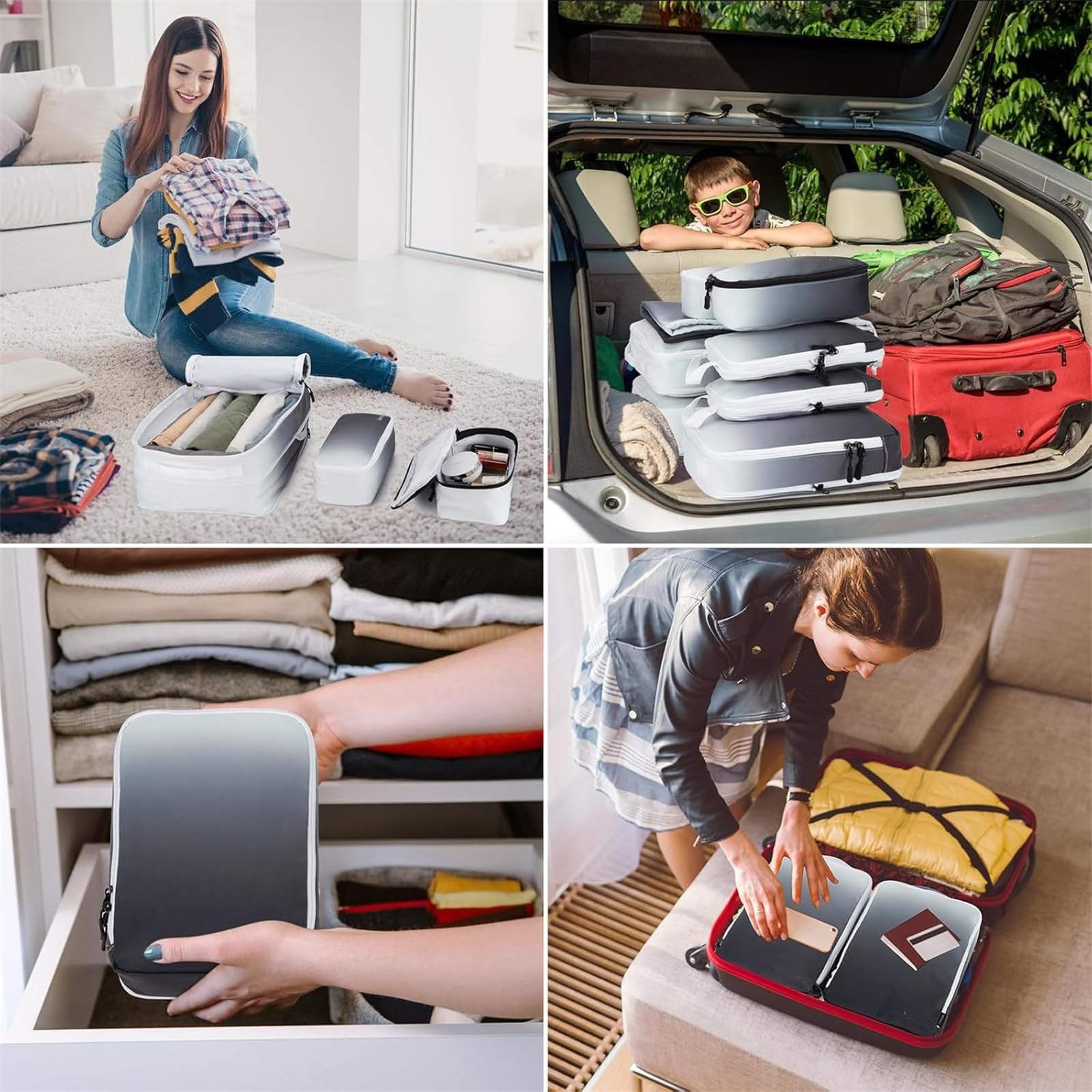 10 cubi da imballaggio da Viaggio Borse espandibili per organizzare Bagagli per riporre Facilmente i Vestiti e gestire Le valigie Soluzione imballaggio per Le Vacanze
