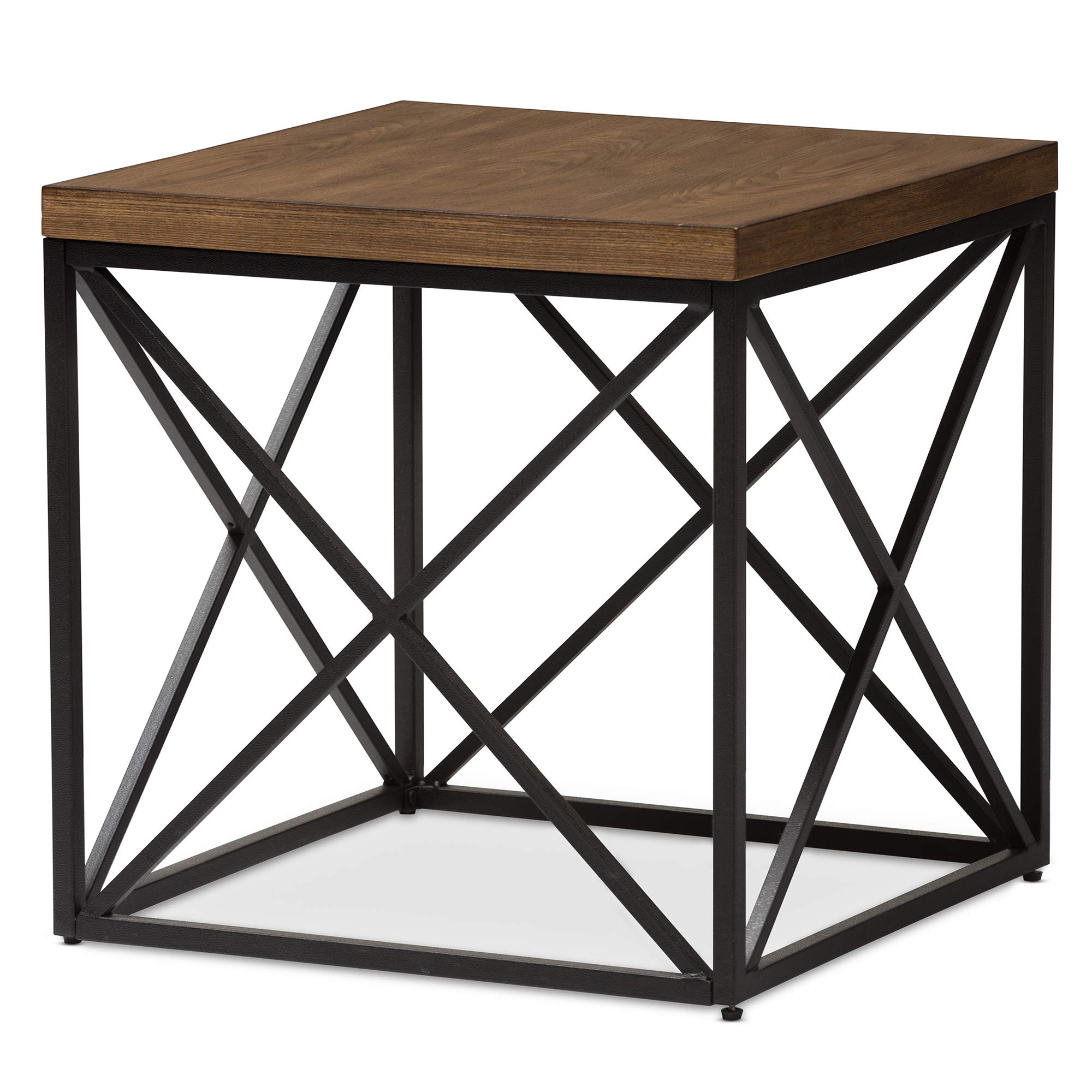 Baxton Studio Herve Vintage Industrial End Table, Antique Bronze