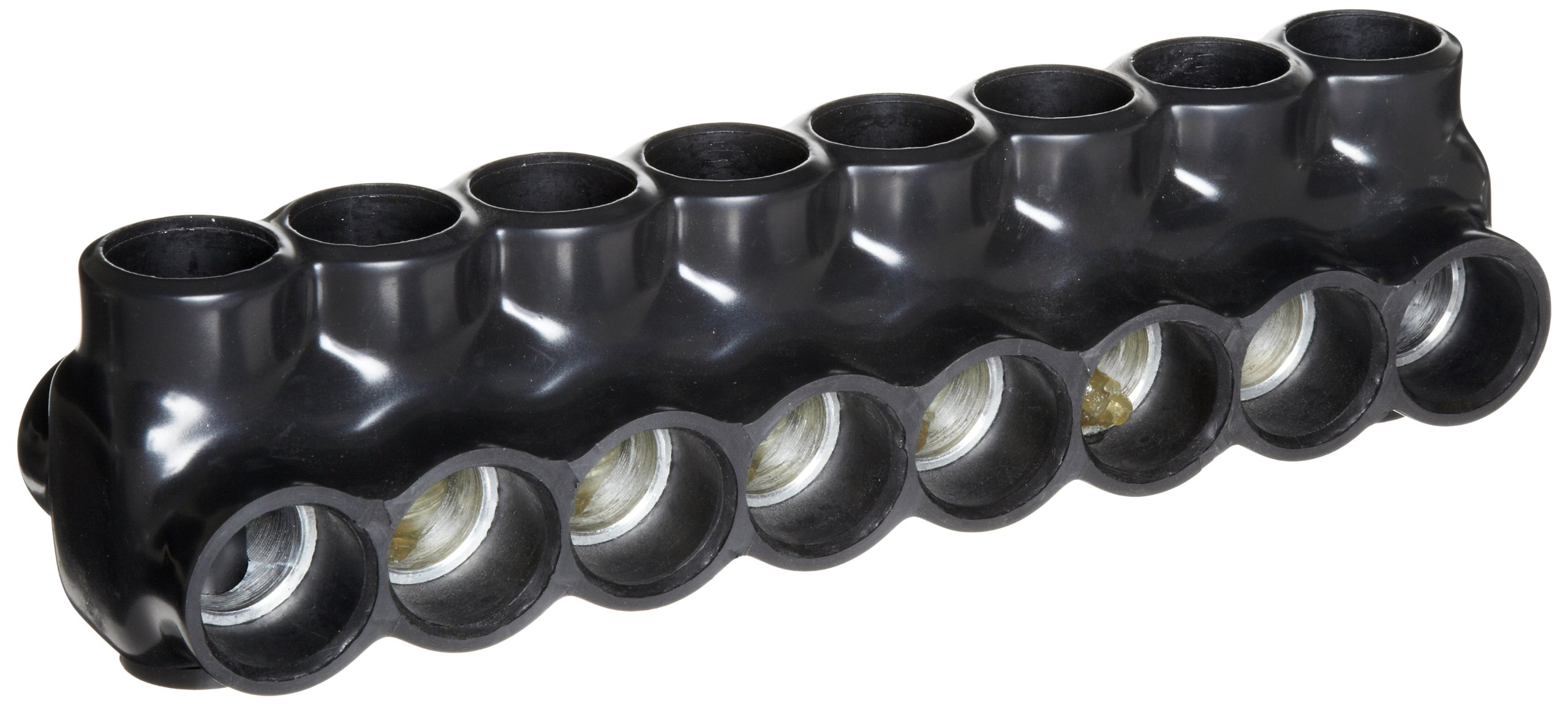 Morris Products 97866 Black Insulated Mountable - Dual Entry 6 Ports 600-4 Wire Range, 1-Pack