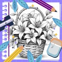 Lilies Basket Coloring Book Fun Relaxing Pages