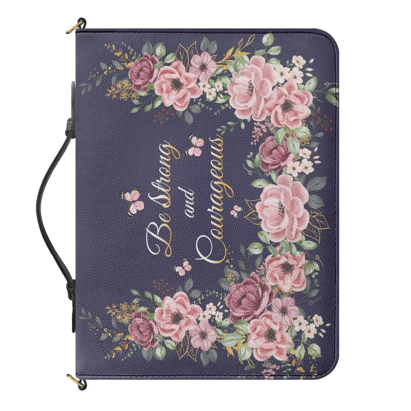 Urndoeng Bible Cover for Women Protective Bible Bag for Church Durable Church Bag with Multi-Pocket Bible Learning Supplies Retro Rose Print — image 1